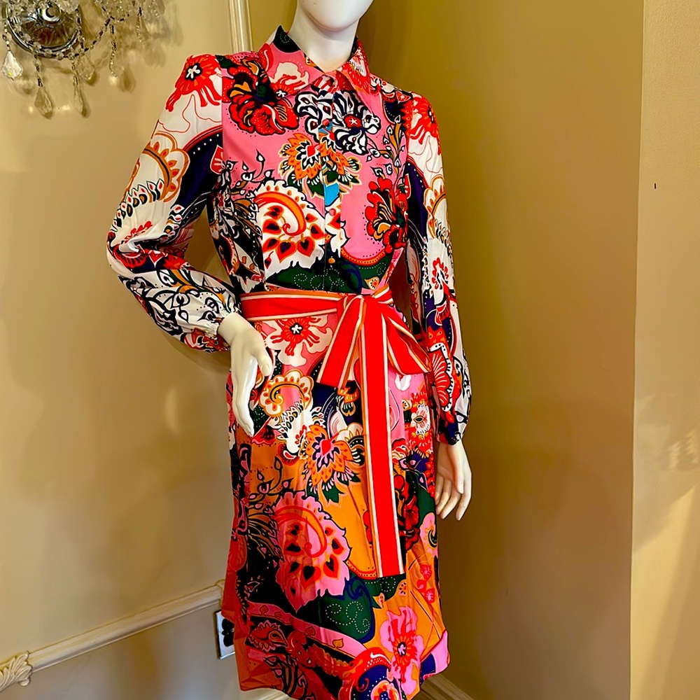 Dalia MacPhee Floral Shirtdress Shirt Style A-Line Dress Size S - Picture 4 of 14